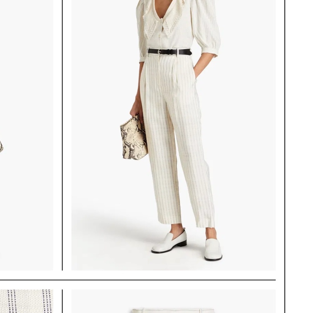Sandro Bernardo Pinstriped Tapered Pants Cream Size 36